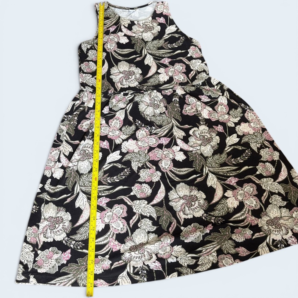 Old Navy Black Pink Floral Sleeveless Fit Flare Dress XS Cottagecore Boho - Picture 6 of 7